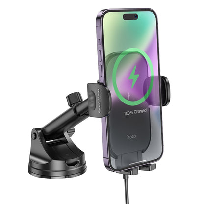 hoco HW5 Journey Wireless Fast Charging Center Console Car Holder(Black) - Wireless Charger Holders by hoco | Online Shopping UK | buy2fix