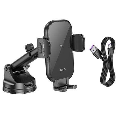 hoco HW5 Journey Wireless Fast Charging Center Console Car Holder(Black) - Wireless Charger Holders by hoco | Online Shopping UK | buy2fix