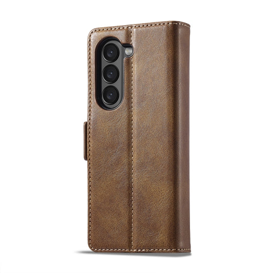 For Samsung Galaxy Z Fold5 LC.IMEEKE RFID Anti-theft Leather Phone Case(Brown) by LC.IMEEKE
