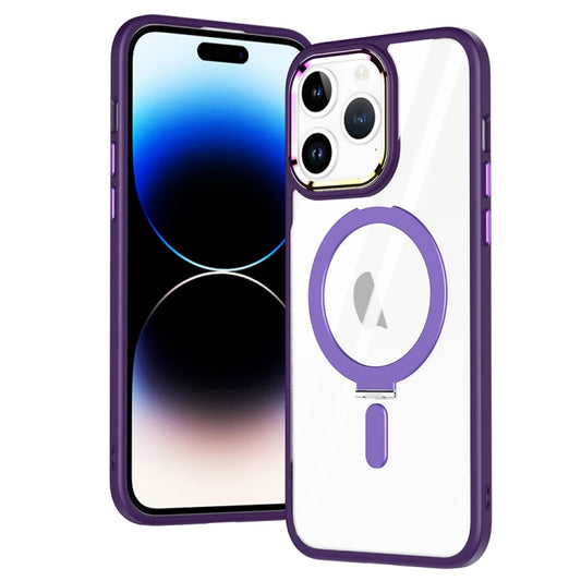 For iPhone 15 Pro Max MagSafe Magnetic Invisible Holder Phone Case(Dark Purple) - iPhone 15 Pro Max Cases by buy2fix | Online Shopping UK | buy2fix