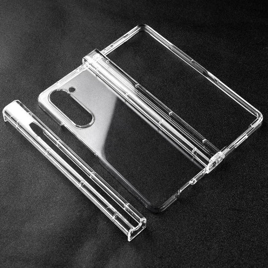 For Samsung Galaxy Z Fold5 3 in 1 PC Transparent Shockproof Protective Phone Case(Transparent)