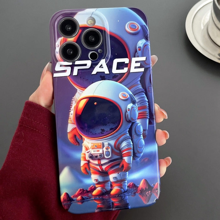 For iPhone 13 Pro Painted Pattern Precise Hole PC Phone Case(Orange White Astronaut) - iPhone 13 Pro Cases by buy2fix | Online Shopping UK | buy2fix