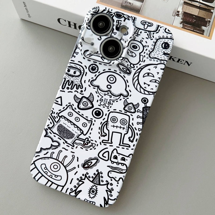 For iPhone 13 Painted Pattern Precise Hole PC Phone Case(Block Monster) by buy2fix