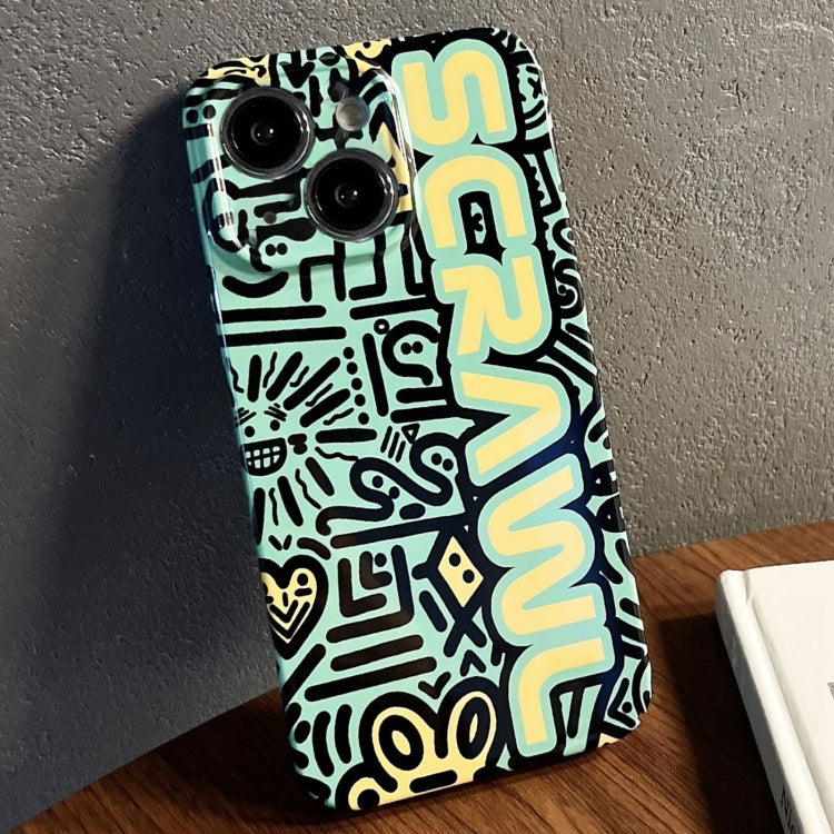 For iPhone 13 Painted Pattern Precise Hole PC Phone Case(Green SCR) by buy2fix