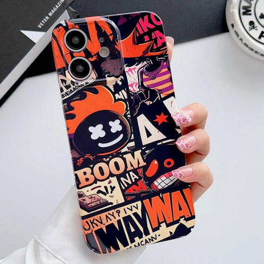 For iPhone 12 Painted Pattern Precise Hole PC Phone Case(Orange Comics) by buy2fix