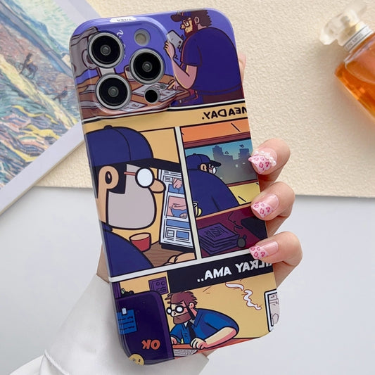 For iPhone 12 Pro Painted Pattern Precise Hole PC Phone Case(Working Comics) by buy2fix