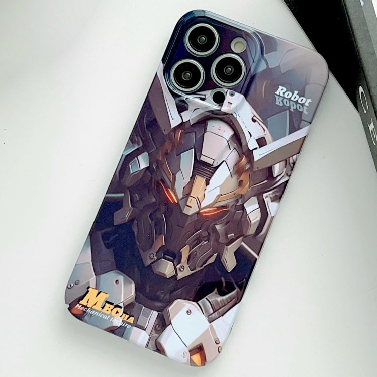 For iPhone 12 Pro Painted Pattern Precise Hole PC Phone Case(Grey Robot) - iPhone 12 / 12 Pro Cases by buy2fix | Online Shopping UK | buy2fix