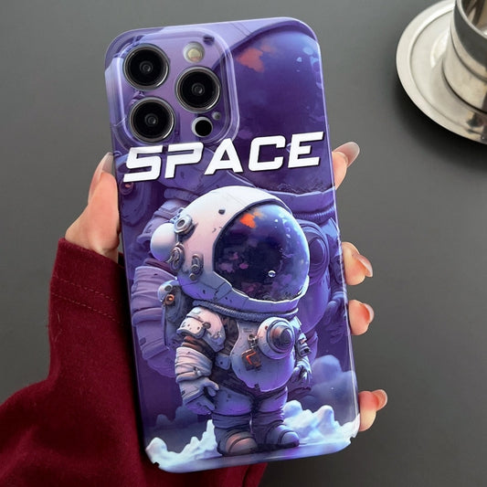 For iPhone 12 Pro Painted Pattern Precise Hole PC Phone Case(Purple Astronaut) by buy2fix