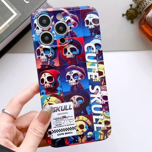 For iPhone 12 Pro Painted Pattern Precise Hole PC Phone Case(Cute Skull) by buy2fix