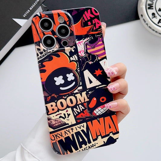 For iPhone 12 Pro Painted Pattern Precise Hole PC Phone Case(Orange Comics) by buy2fix