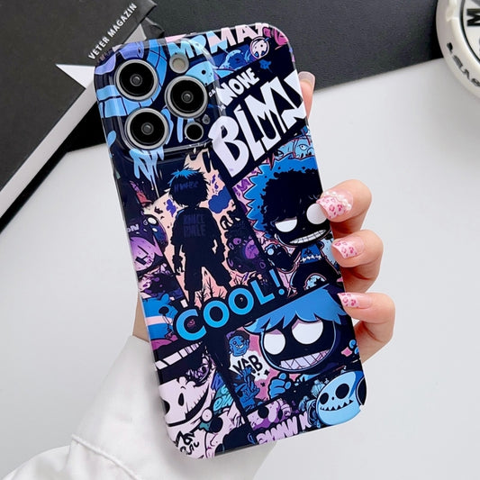 For iPhone 12 Pro Painted Pattern Precise Hole PC Phone Case(Purple Comics) by buy2fix
