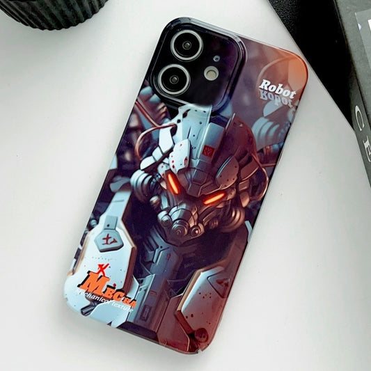 For iPhone 11 Painted Pattern Precise Hole PC Phone Case(Orange Robot) by buy2fix