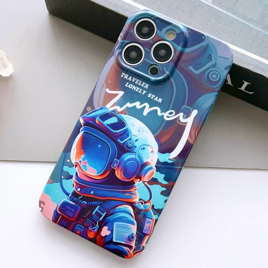 For iPhone 11 Pro Painted Pattern Precise Hole PC Phone Case(Blue Paint Astronaut) by buy2fix