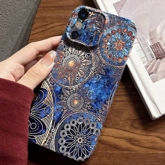 For iPhone X / XS Painted Pattern Precise Hole PC Phone Case(Abstract Flower) by buy2fix