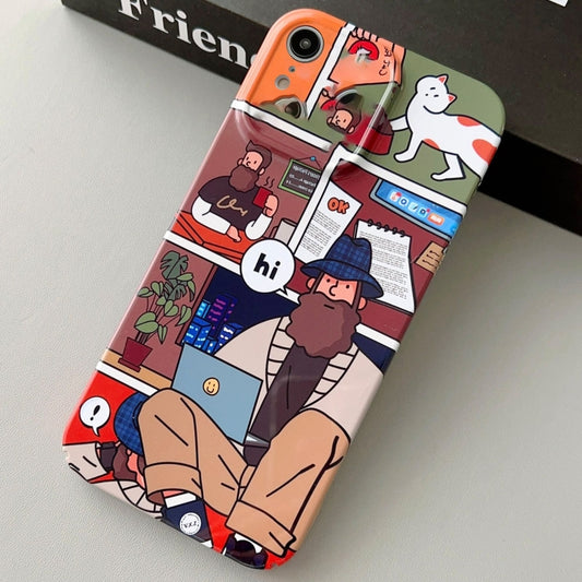 For iPhone XR Painted Pattern Precise Hole PC Phone Case(Holiday Uncle) by buy2fix