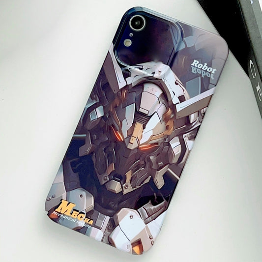 For iPhone XR Painted Pattern Precise Hole PC Phone Case(Grey Robot) by buy2fix