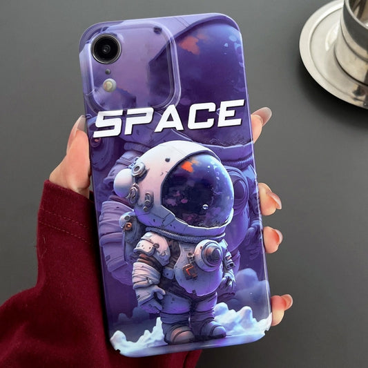 For iPhone XR Painted Pattern Precise Hole PC Phone Case(Purple Astronaut) by buy2fix