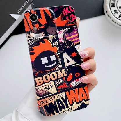 For iPhone XR Painted Pattern Precise Hole PC Phone Case(Orange Comics) - More iPhone Cases by buy2fix | Online Shopping UK | buy2fix