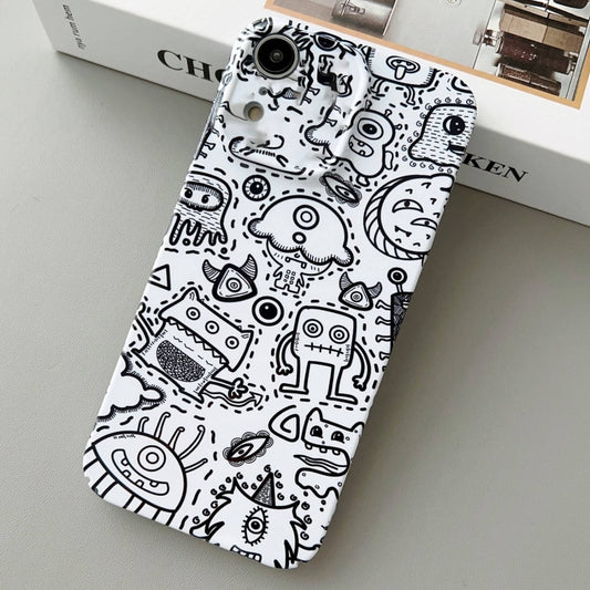 For iPhone XR Painted Pattern Precise Hole PC Phone Case(Block Monster) by buy2fix