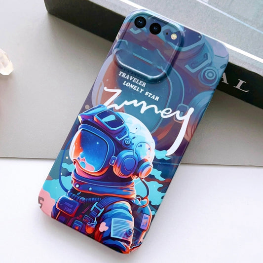 For iPhone 8 Plus / 7 Plus Painted Pattern Precise Hole PC Phone Case(Blue Paint Astronaut) by buy2fix