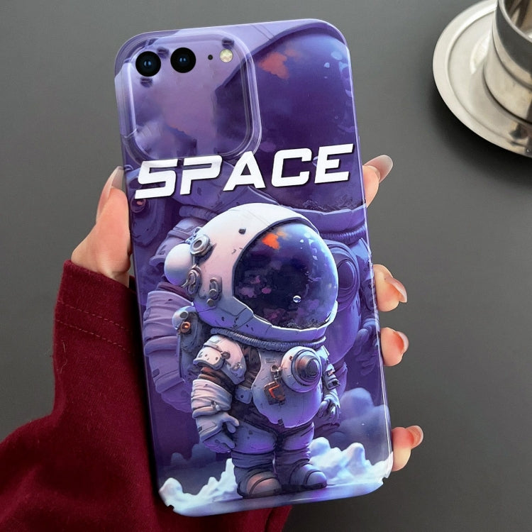 For iPhone 8 Plus / 7 Plus Painted Pattern Precise Hole PC Phone Case(Purple Astronaut) - More iPhone Cases by buy2fix | Online Shopping UK | buy2fix