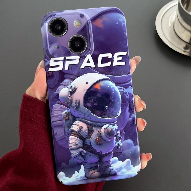 For iPhone 15 Painted Pattern Precise Hole PC Phone Case(Purple Astronaut) by buy2fix