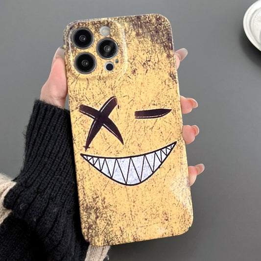 For iPhone 15 Pro Max Painted Pattern Precise Hole PC Phone Case(Yellow Background Smiling) - iPhone 15 Pro Max Cases by buy2fix | Online Shopping UK | buy2fix