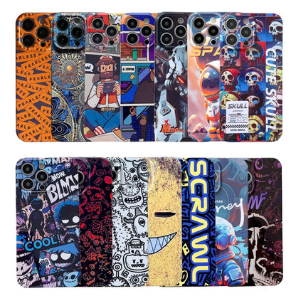 For iPhone 14 Painted Pattern Precise Hole PC Phone Case(Orange Paint Astronaut) - iPhone 14 Cases by buy2fix | Online Shopping UK | buy2fix