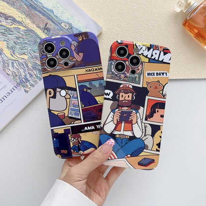 For iPhone 15 Plus Painted Pattern Precise Hole PC Phone Case(Orange Label) - iPhone 15 Plus Cases by buy2fix | Online Shopping UK | buy2fix