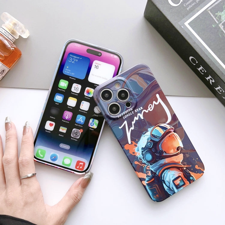 For iPhone SE 2022 / 2020 / 8 / 7 Painted Pattern Precise Hole PC Phone Case(Blue Paint Astronaut) - iPhone SE 2022 / 2020 / 8 / 7 Cases by buy2fix | Online Shopping UK | buy2fix