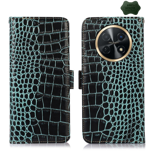 For Huawei Nova Y91 4G / Enjoy 60X Crocodile Top Layer Cowhide Leather Phone Case(Green) - Huawei Cases by buy2fix | Online Shopping UK | buy2fix