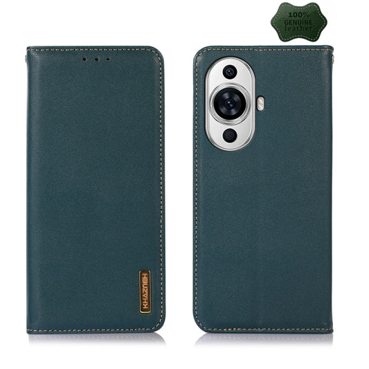 For Huawei Nova 11 KHAZNEH Nappa Top Layer Cowhide Leather Phone Case(Green) - Huawei Cases by buy2fix | Online Shopping UK | buy2fix