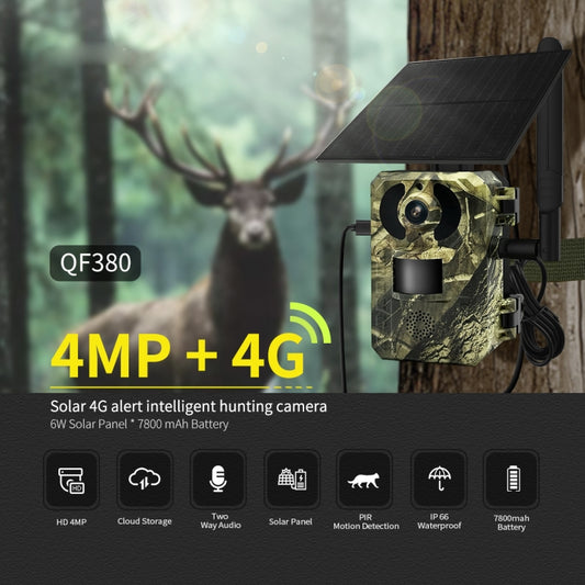 ESCAM QF380 4MP Network Solar PIR Alert Smart Wildlife Hunting Camera, 4G:AU Version(Camouflage) by ESCAM