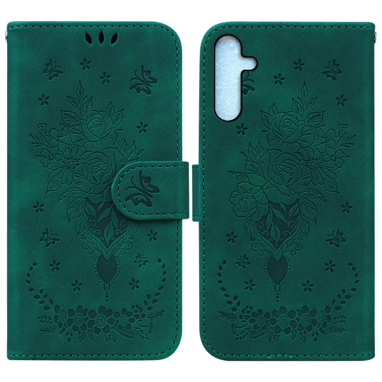 For Samsung Galaxy A25 5G Butterfly Rose Embossed Leather Phone Case(Green) by buy2fix