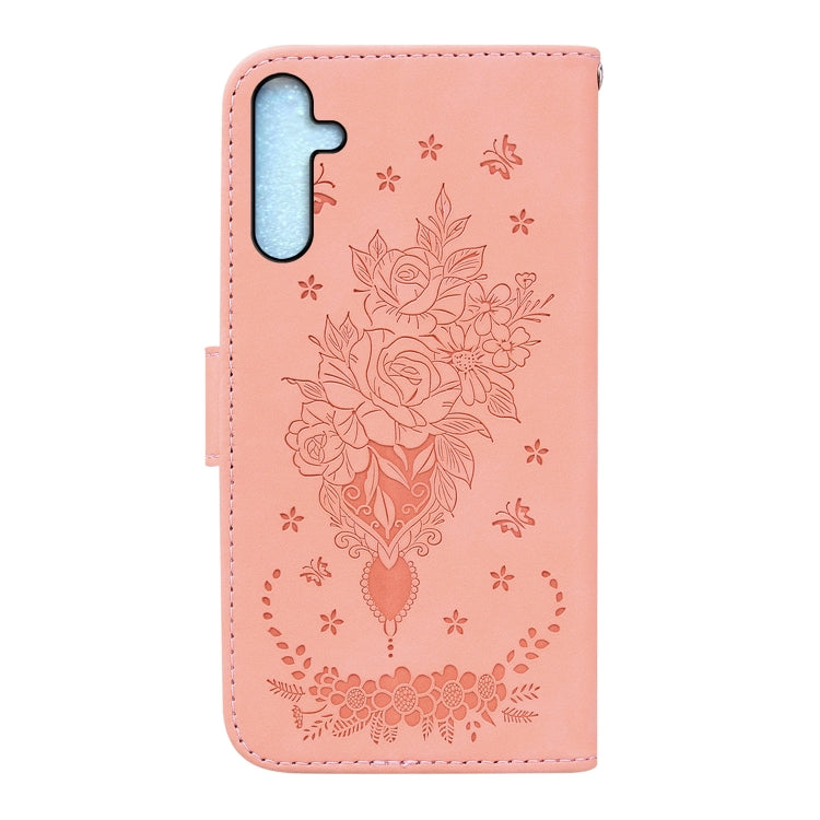 For Samsung Galaxy A25 5G Butterfly Rose Embossed Leather Phone Case(Pink) by buy2fix