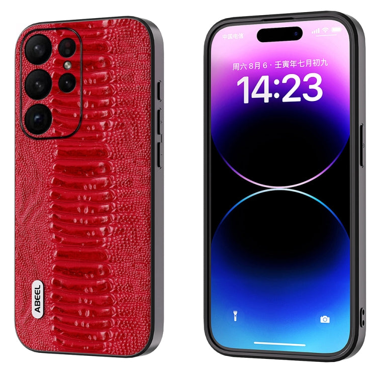 For Samsung Galaxy S23 Ultra 5G ABEEL Genuine Leather Weilai Series Phone Case(Red) by buy2fix