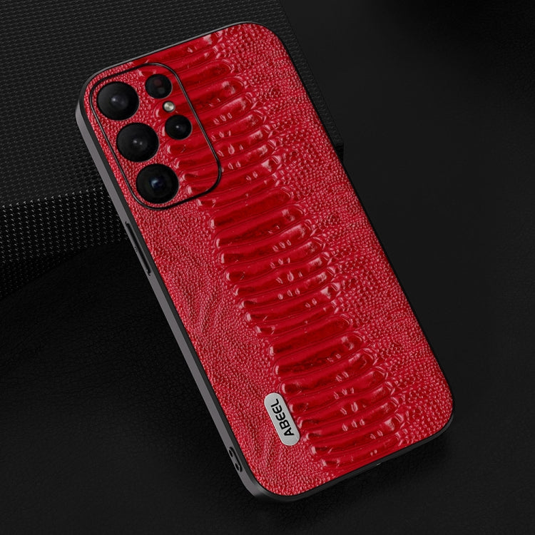 For Samsung Galaxy S23 Ultra 5G ABEEL Genuine Leather Weilai Series Phone Case(Red) by buy2fix
