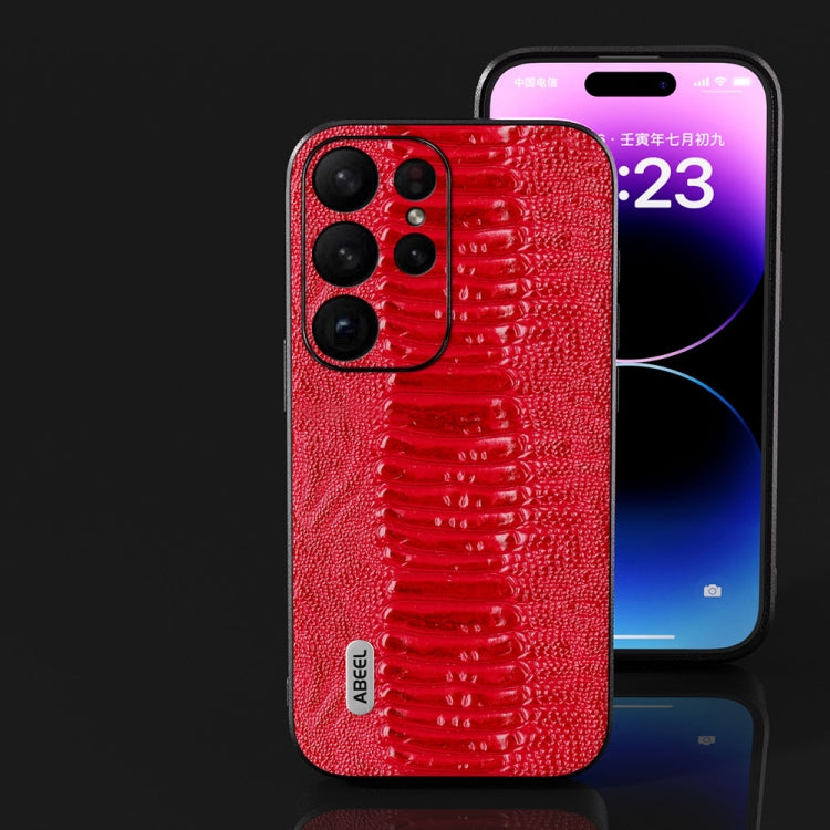 For Samsung Galaxy S23 Ultra 5G ABEEL Genuine Leather Weilai Series Phone Case(Red) by buy2fix