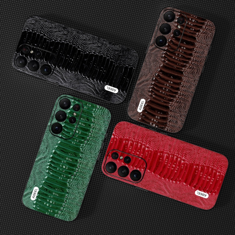 For Samsung Galaxy S23 Ultra 5G ABEEL Genuine Leather Weilai Series Phone Case(Red) by buy2fix