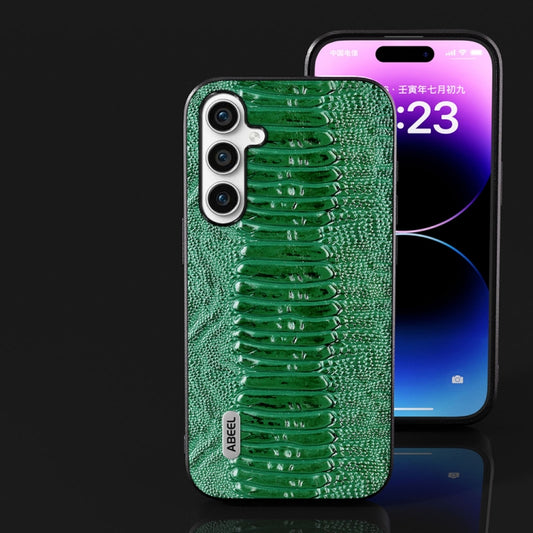 For Samsung Galaxy S23 FE 5G ABEEL Genuine Leather Weilai Series Phone Case(Green) by buy2fix