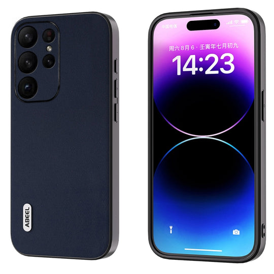 Pour Samsung Galaxy S23 Ultra 5G ABEEL Étui de téléphone en cuir véritable série Xiaoya (bleu)
