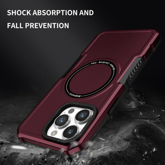 For iPhone 15 Pro Max Shockproof Armor MagSafe Phone Case(Wine Red) by buy2fix