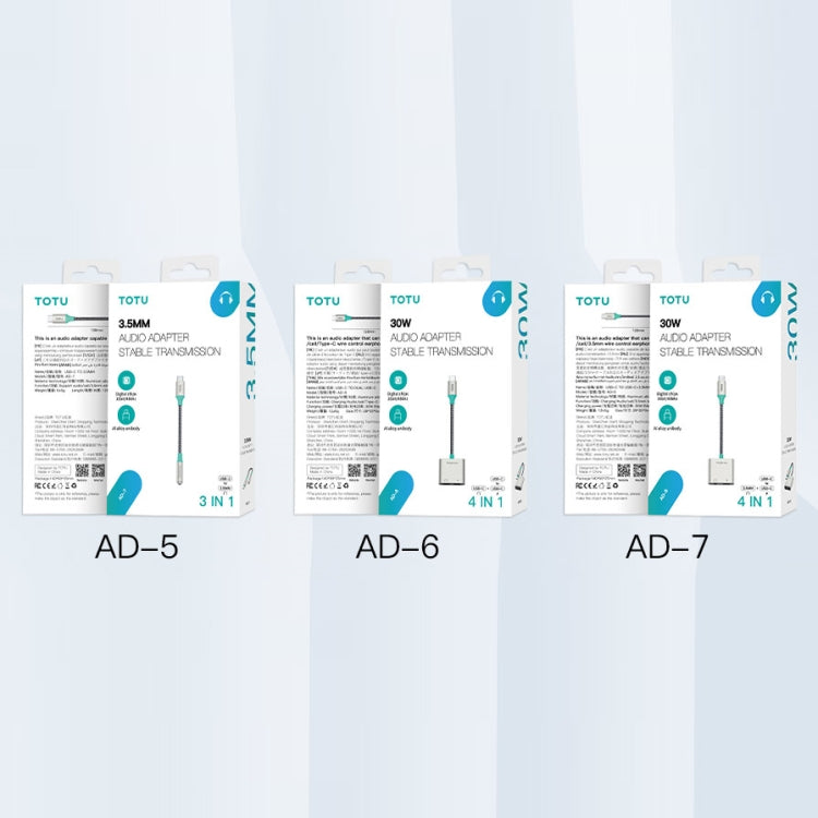 TOTU AD-5 USB-C/Type-C to 3.5mm+USB-C/Type-C Charger Audio Adapter - Type-C Adapter by TOTUDESIGN | Online Shopping UK | buy2fix