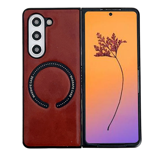 For Samsung Galaxy Z Fold5 Crazy Horse Texture Magnetic Magsafe PU Phone Case(Red) - Galaxy Z Fold5 Cases by buy2fix | Online Shopping UK | buy2fix