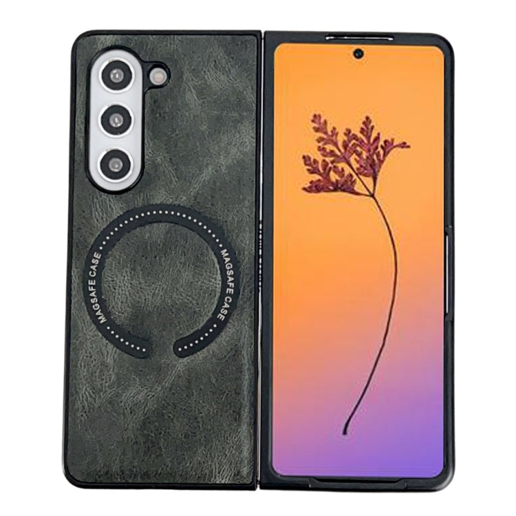 For Samsung Galaxy Z Fold5 Crazy Horse Texture Magnetic Magsafe PU Phone Case(Green) by buy2fix