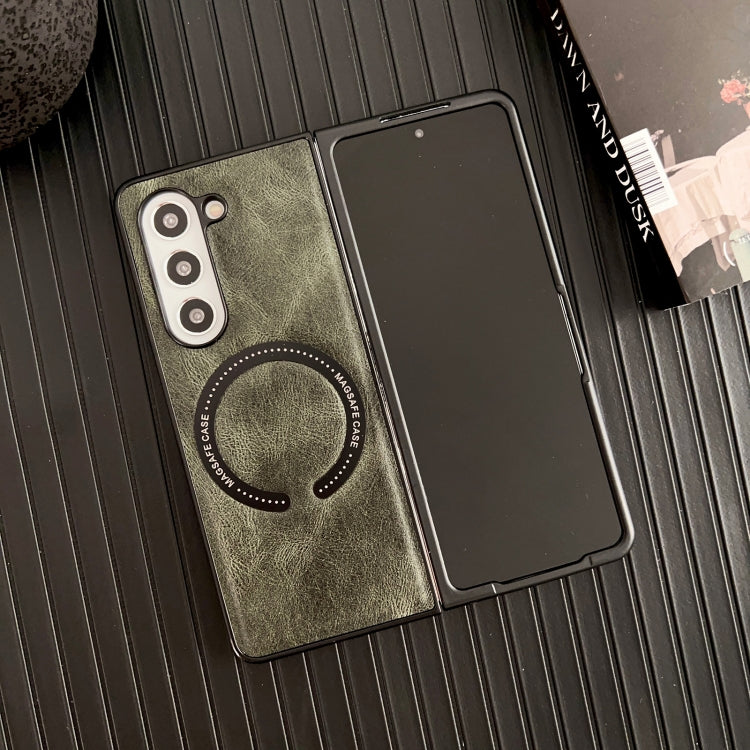 For Samsung Galaxy Z Fold5 Crazy Horse Texture Magnetic Magsafe PU Phone Case(Green) by buy2fix