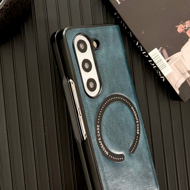 For Samsung Galaxy Z Fold5 Crazy Horse Texture Magnetic Magsafe PU Phone Case(Green) by buy2fix
