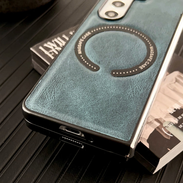For Samsung Galaxy Z Fold5 Crazy Horse Texture Magnetic Magsafe PU Phone Case(Green) by buy2fix
