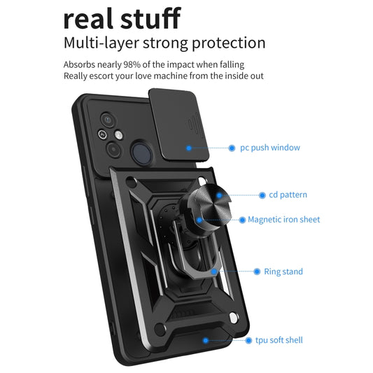 For Xiaomi Redmi 12C 4G / 11A 4G Sliding Camera Cover Design TPU Hybrid PC Phone Case(Black) by buy2fix