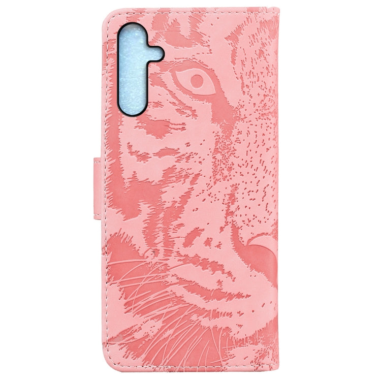 For Samsung Galaxy A25 5G Tiger Embossing Pattern Flip Leather Phone Case(Pink) by buy2fix
